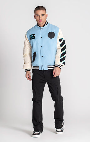 Blue Patches Bomber Jacket