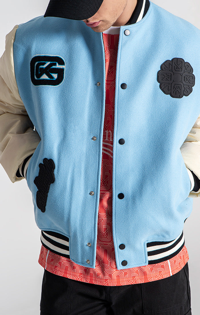 Blue Patches Bomber Jacket