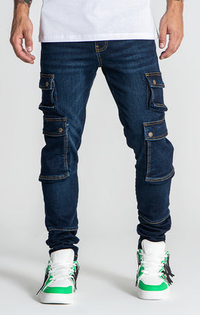 Dark Blue Utilitary Cargo Jeans