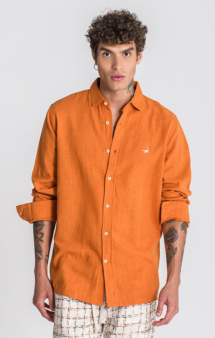 Orange Linen L/S Shirt