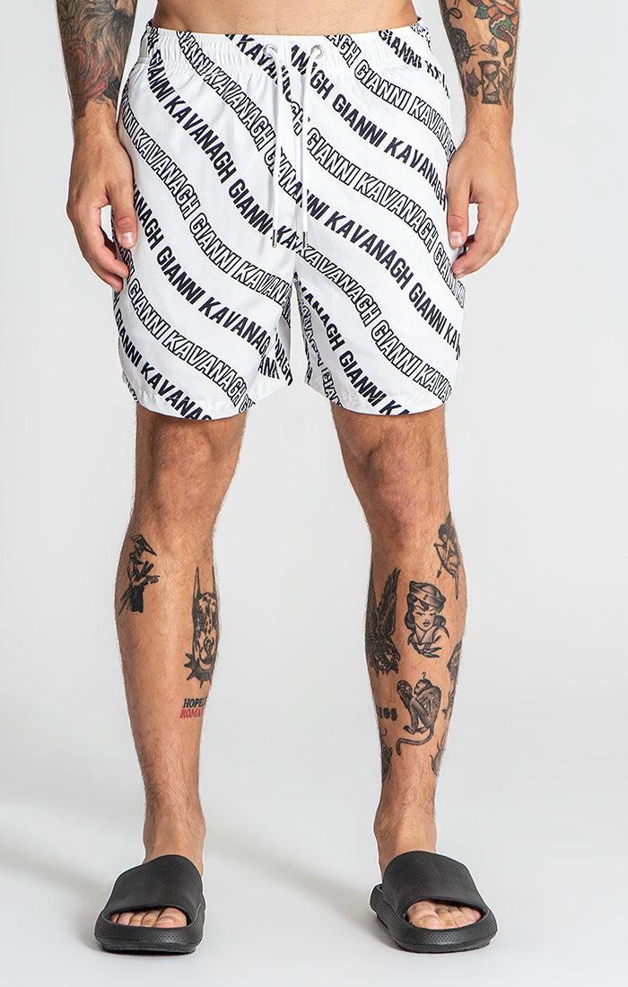 White Wavy Swimshorts