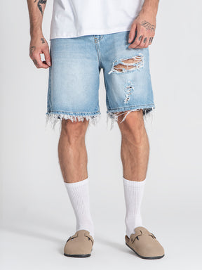 shorts / Light Blue Distressed Denim Shorts