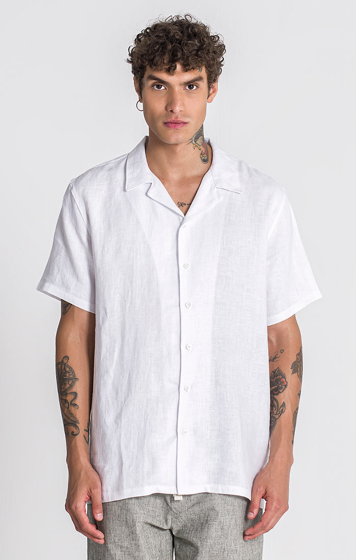 White Linen Hawaiian Shirt