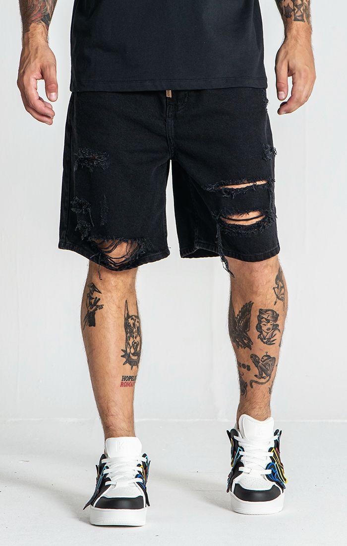 shorts / Black Damage Ripped Shorts