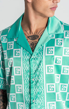 shirts / Green Checkers Satin Shirt