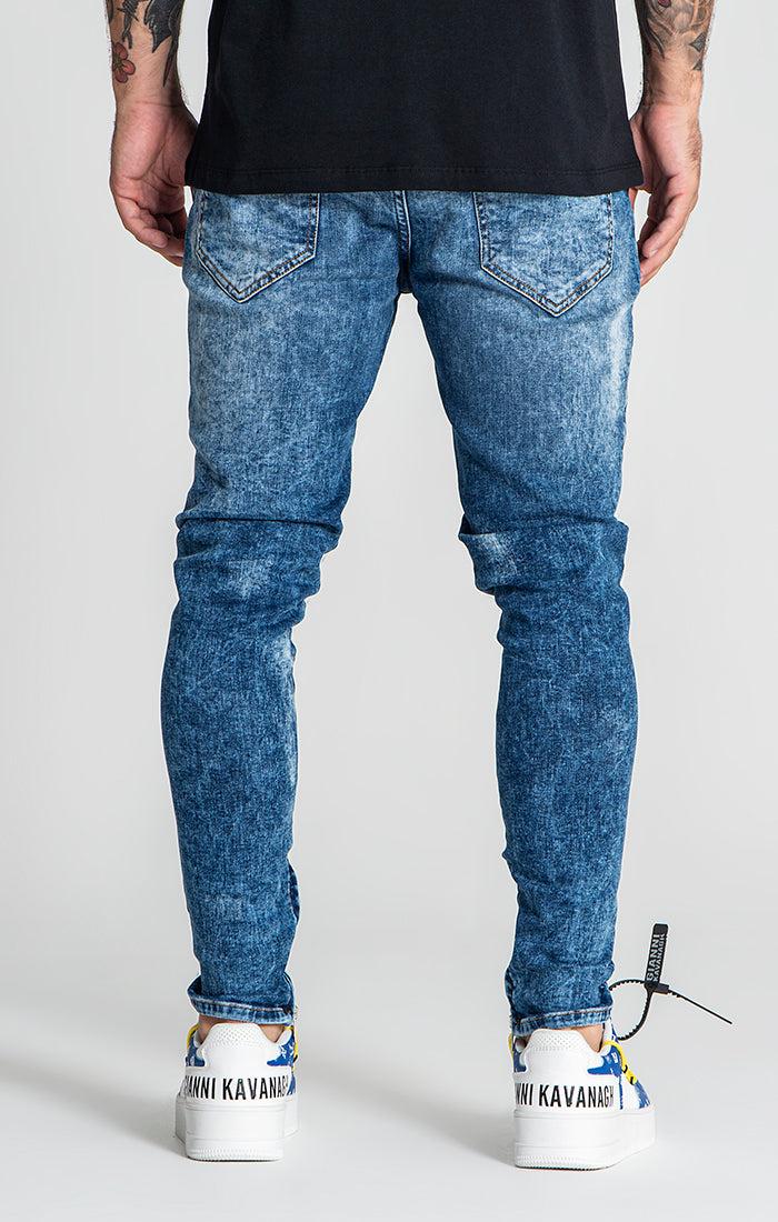 jeans / Blue Bleached Zipper Jeans