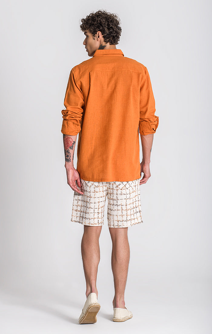 shirts / Orange Linen L/S Shirt