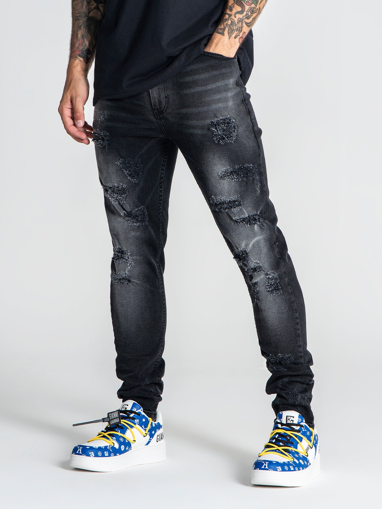 Black Destroyed Slim Fit Jeans