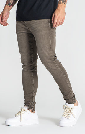 Army Green Zipper Jeans