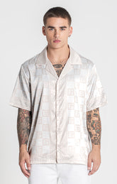 Beige Checkers Satin Shirt