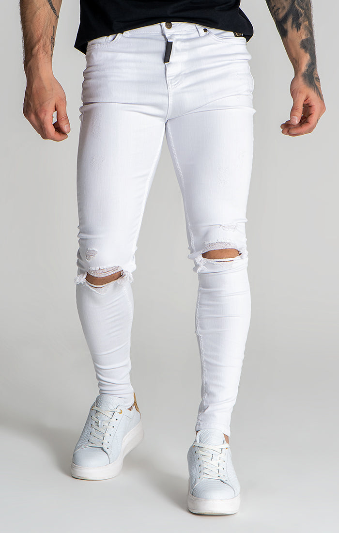 White GK Iron Ripped Jeans